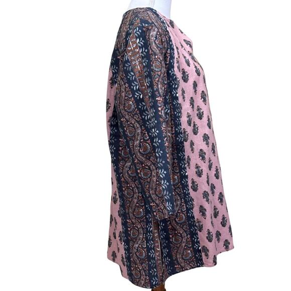 Pure JIll pink/navy top, bohemian, artisan, patchwork, sustainable, rustic - Picture 2 of 6